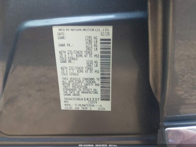 2020 NISSAN MURANO 5N1AZ2CS6LN141337 Photo 8