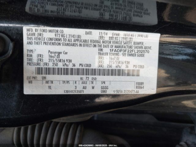 1FADP3F22FL202570 Ford 2015