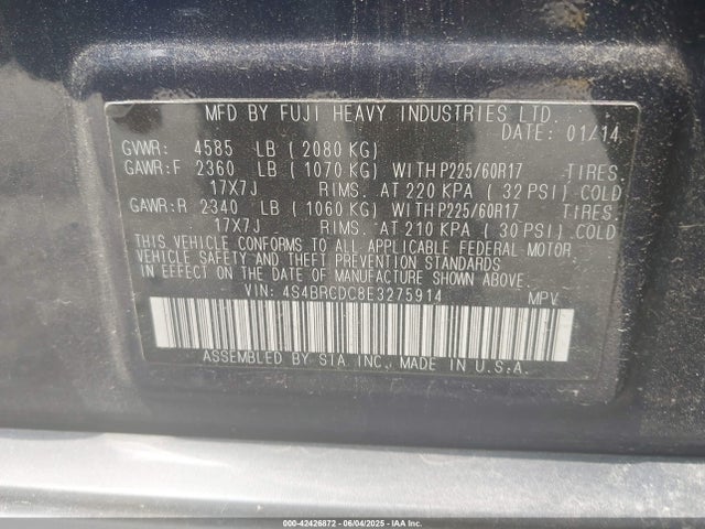 4S4BRCDC8E3275914 Subaru Outback 2.5i Premium
