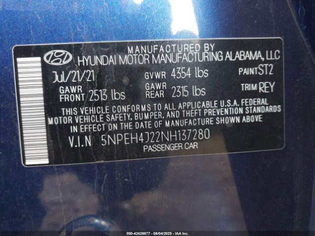 2022 HYUNDAI SONATA 5NPEH4J22NH137280 Photo 8