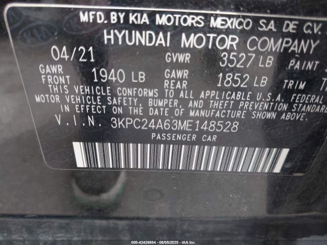 2021 HYUNDAI ACCENT 3KPC24A63ME148528 Photo 8
