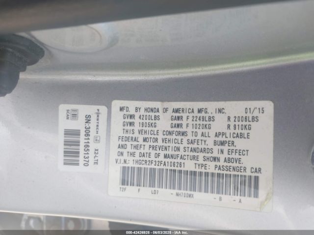 1HGCR2F32FA106261 Honda ACCORD LX
