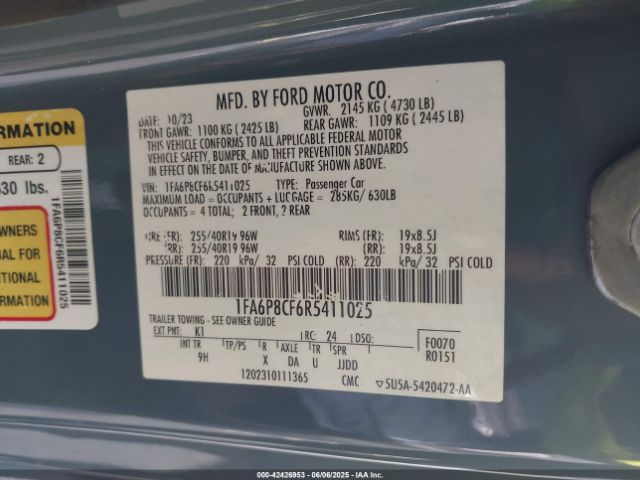 2024 FORD MUSTANG 1FA6P8CF6R5411025 Photo 8