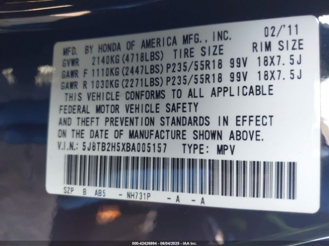 2011 ACURA RDX 5J8TB2H5XBA005157 Photo 8