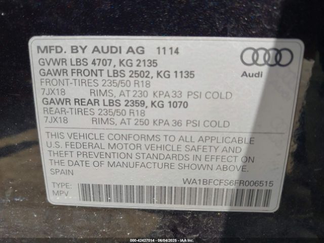 2015 AUDI Q3 WA1BFCFS6FR006515 Photo 8