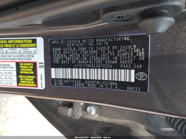 4T1C11AK5LU870254 Toyota a25a-fks