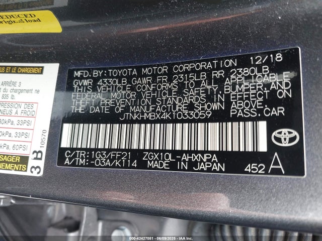 JTNKHMBX4K1033059 Toyota 3zr-fae
