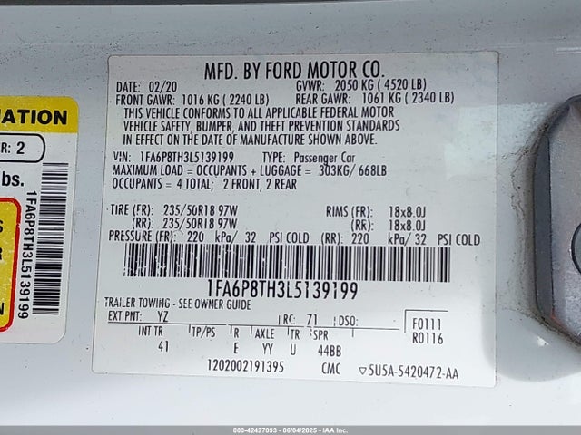 Ford Mustang 2020 1FA6P8TH3L5139199 Image 9