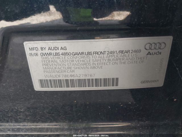 2006 AUDI A4 WAUDF78E46A279767 Photo 8