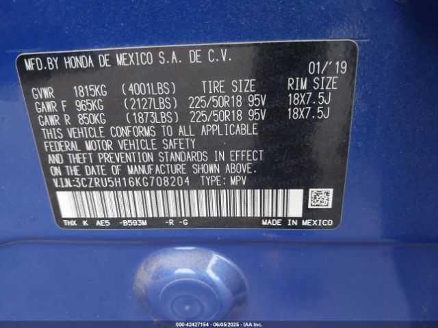 3CZRU5H16KG708204 Honda HR-V SPORT