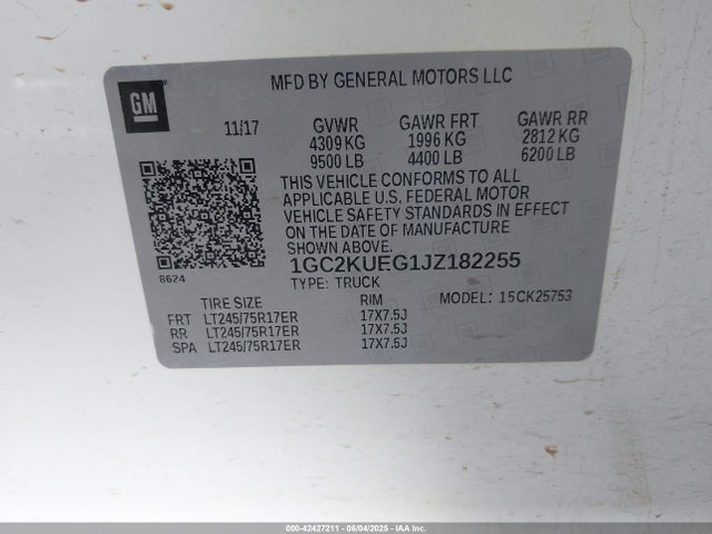 1GC2KUEG1JZ182255 Chevrolet l96 - e85 max, iron
