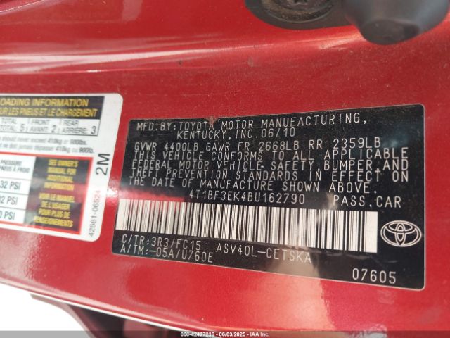 2011 TOYOTA CAMRY 4T1BF3EK4BU162790 Photo 8