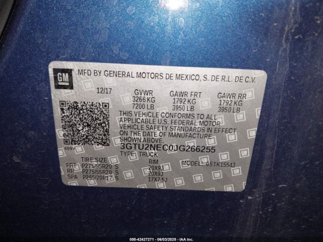 3GTU2NEC0JG266255 GMC l83 -spark ignited direct injection, variable valve timing, afm, e85 max, alum