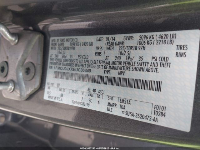 1FMCU0JXXEUC36440 Ford Escape Titanium