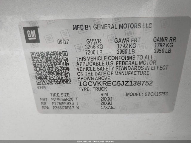 1GCVKREC5JZ138752 Chevrolet l83 - sidi: spark ignited direct injection, vvt: variable valve timing, afm, e85 max, alum