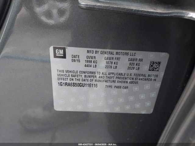 1G1RA6S50GU116116 Chevrolet VOLT LT
