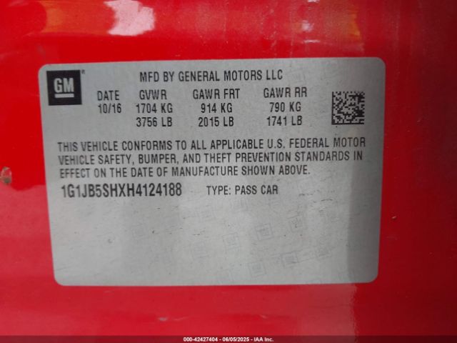 1G1JB5SHXH4124188 Chevrolet Sonic Ls Auto