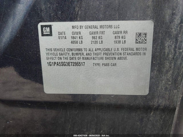 1G1PA5SG3E7286517 Chevrolet Cruze Ls Auto