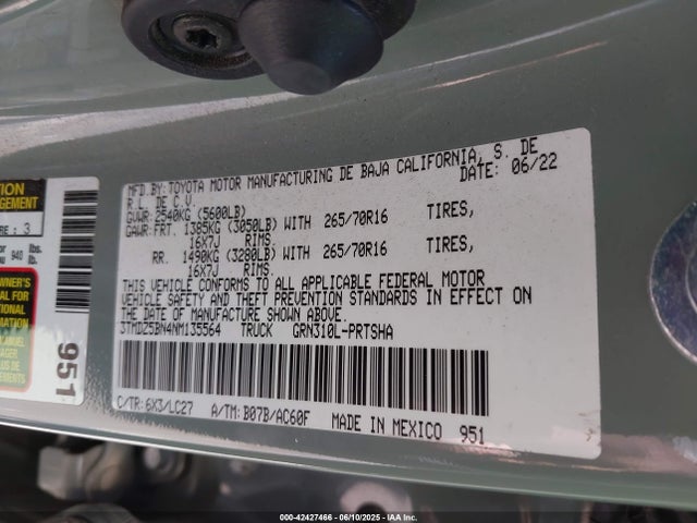 3TMDZ5BN4NM135564 Toyota 2gr-fks