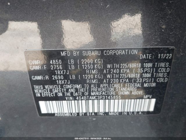 4S4BTAMC3P3145855 Subaru Outback Limited