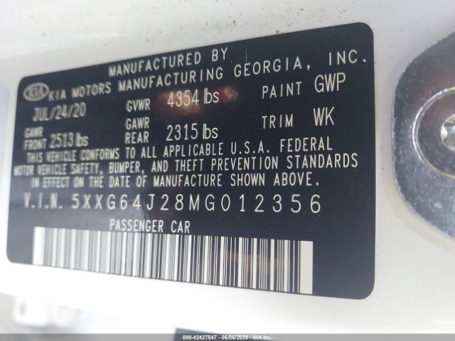 2021 KIA K5 5XXG64J28MG012356 Photo 8
