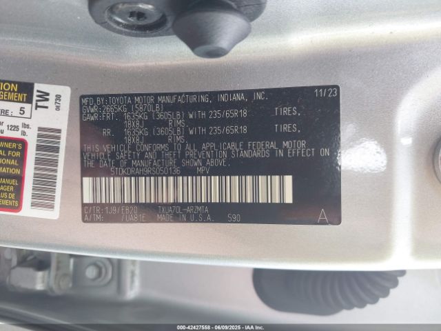 5TDKDRAH9RS050136 Toyota Highlander Xle