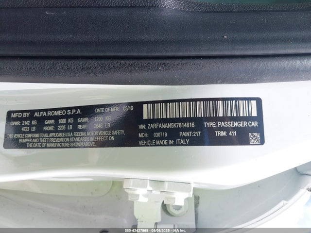 ZARFANAN5K7614816 Alfa Romeo giulia (952)