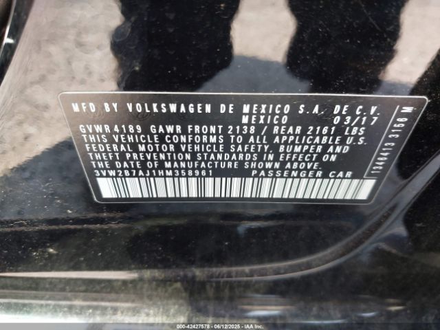 3VW2B7AJ1HM358961 Volkswagen Jetta 1.4t S