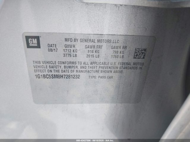 1G1BC5SM8H7281232 Chevrolet le2 -di: direct injection, vvt: variable valve timing, gen, alum