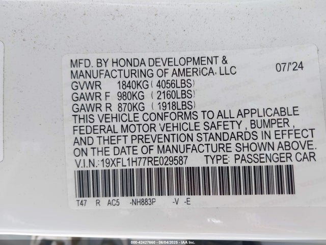 19XFL1H77RE029587 Honda l15b7