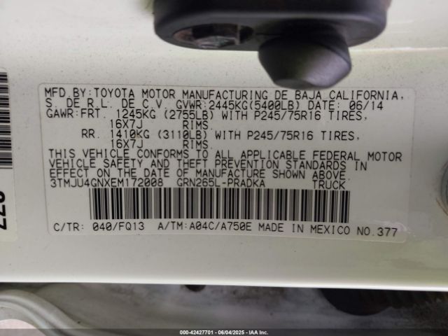 3TMJU4GNXEM172008 Toyota Tacoma Prerunner V6