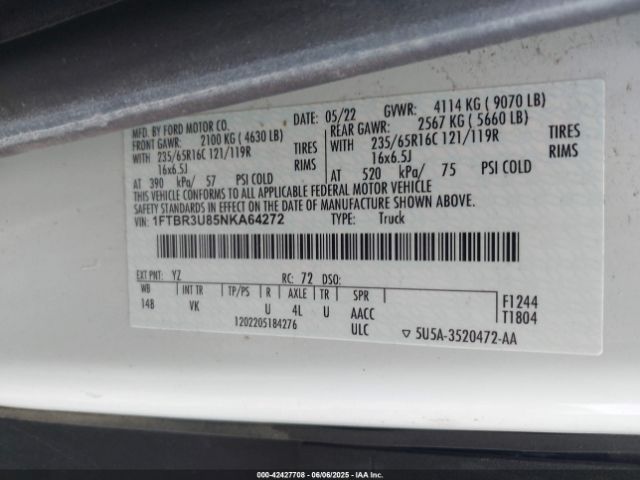 1FTBR3U85NKA64272 Ford Transit-250 Cargo Van