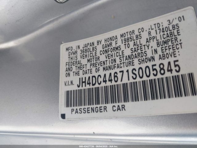 2001 ACURA INTEGRA JH4DC44671S005845 Photo 8