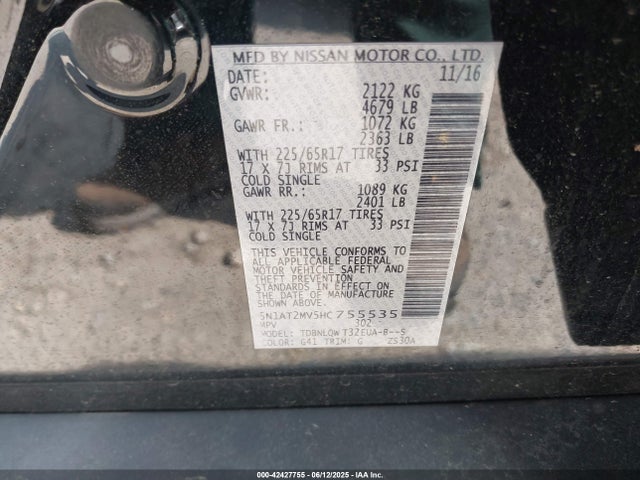 5N1AT2MV5HC755535 Nissan 2017