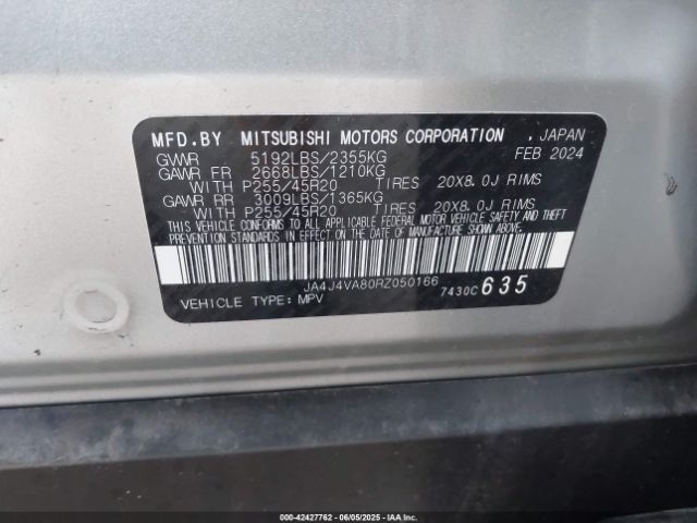2024 MITSUBISHI OUTLANDER JA4J4VA80RZ050166 Photo 8