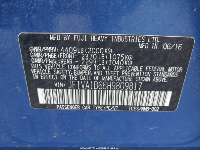 2017 SUBARU WRX JF1VA1B66H9809817 Photo 8