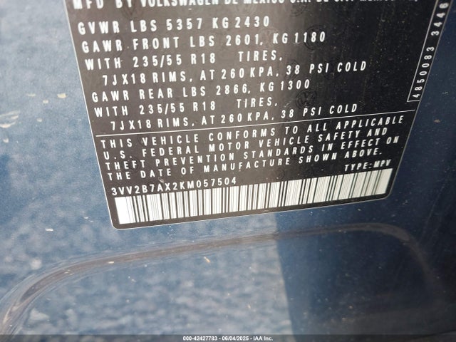 3VV2B7AX2KM057504 Volkswagen Tiguan