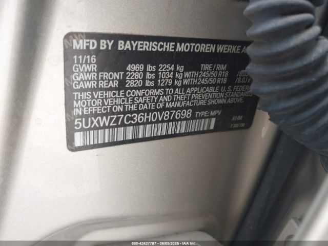 2017 BMW X3 5UXWZ7C36H0V87698 Photo 8