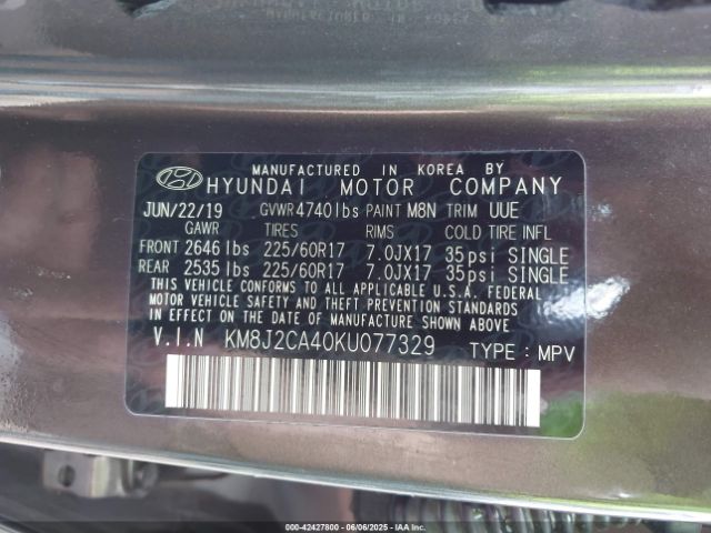 2019 HYUNDAI TUCSON KM8J2CA40KU077329 Photo 8