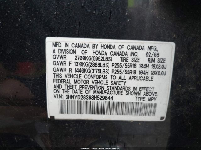 2008 ACURA MDX 2HNYD28368H529844 Photo 8