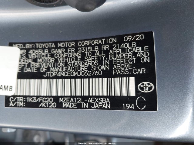 JTDP4MCE0MJ062760 Toyota m20-fks