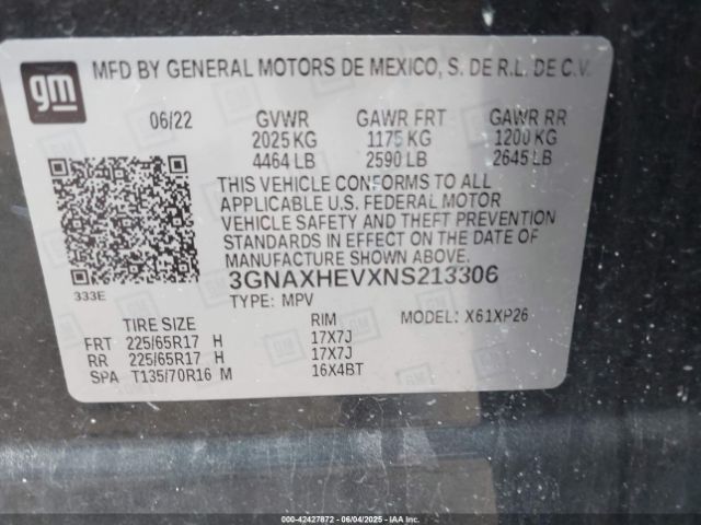 2022 CHEVROLET EQUINOX 3GNAXHEVXNS213306 Photo 8