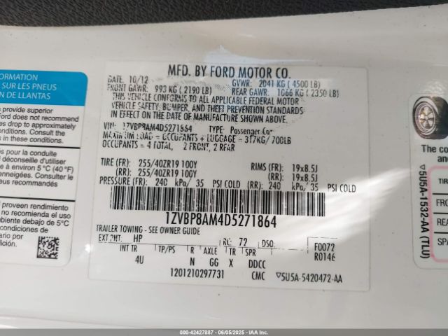 2013 FORD MUSTANG 1ZVBP8AM4D5271864 Photo 8