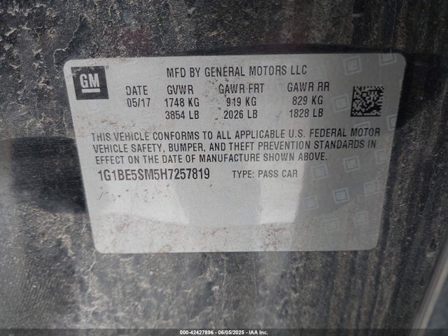 1G1BE5SM5H7257819 Chevrolet le2 -di: direct injection, vvt: variable valve timing, gen, alum
