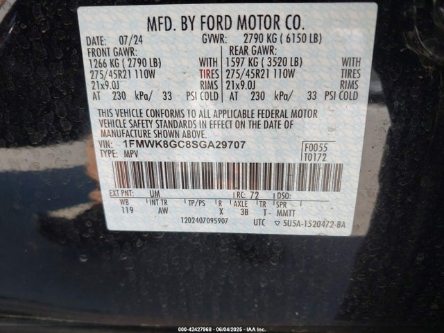 1FMWK8GC8SGA29707 Ford gtdi