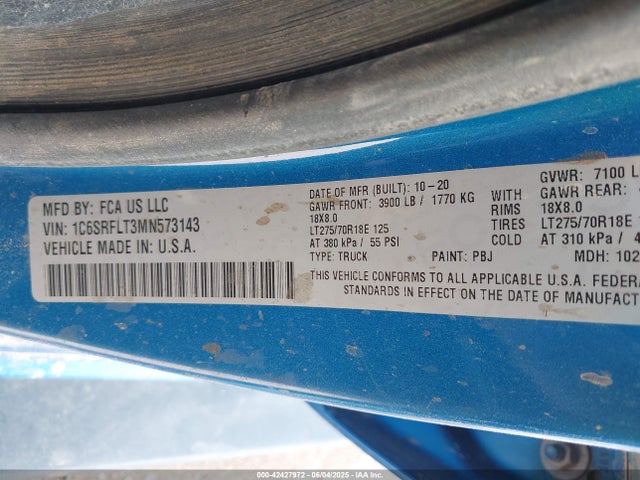 RAM 2021 2021 1C6SRFLT3MN573143 Image 9