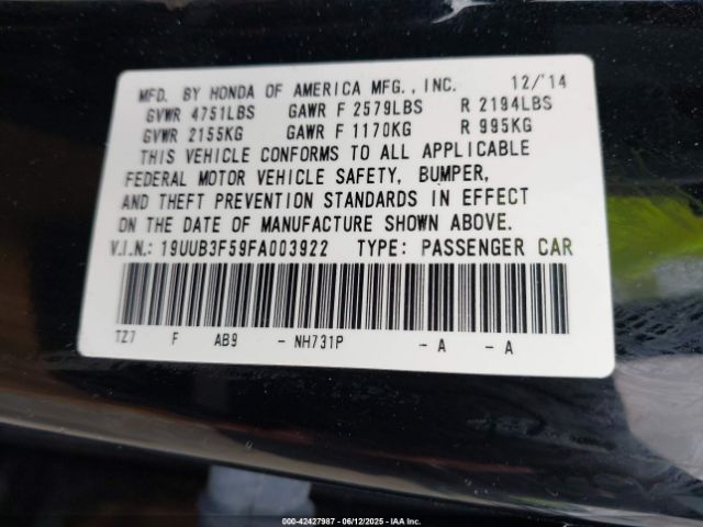 2015 ACURA TLX 19UUB3F59FA003922 Photo 8