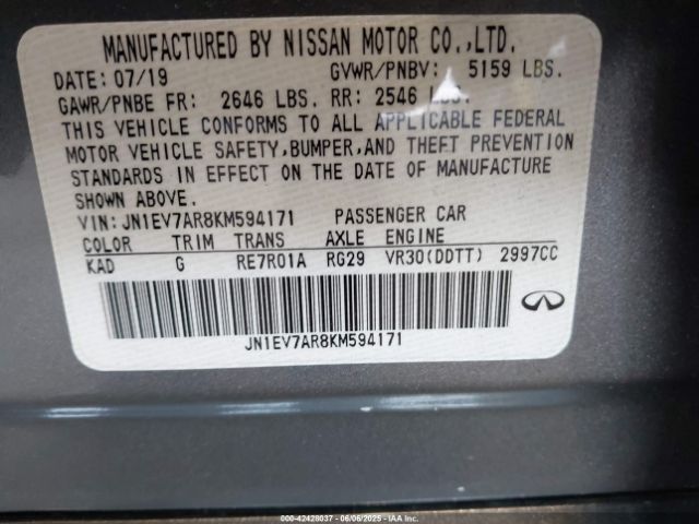 2019 INFINITI Q50 JN1EV7AR8KM594171 Photo 8