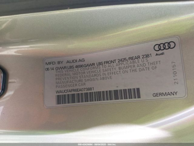 2014 AUDI A5 WAUCFAFR6EA073881 Photo 8