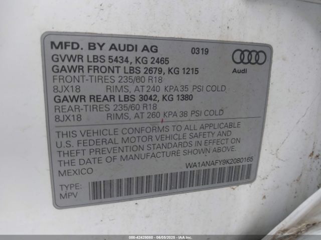 2019 AUDI Q5 WA1ANAFY9K2080165 Photo 8